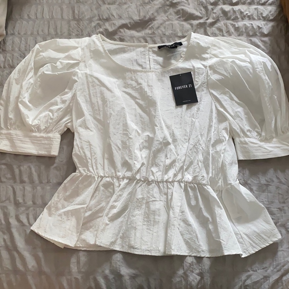 White Puff Sleeve Top